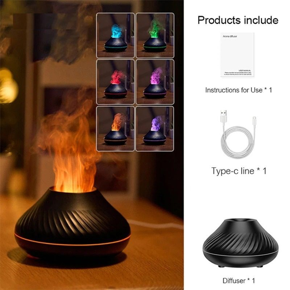 Volcanic Aroma Diffuser 130 Ml USB Humidifier With Flame Night Light 8