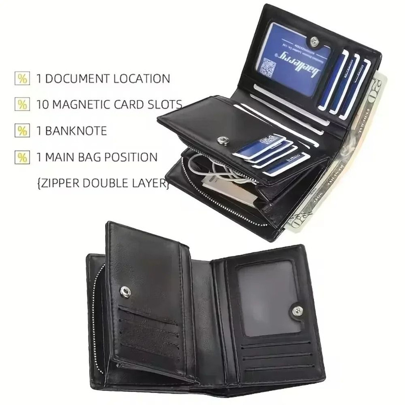 PU Leather Zipper Wallet For Men With Coin Pocket And Card Holder 1