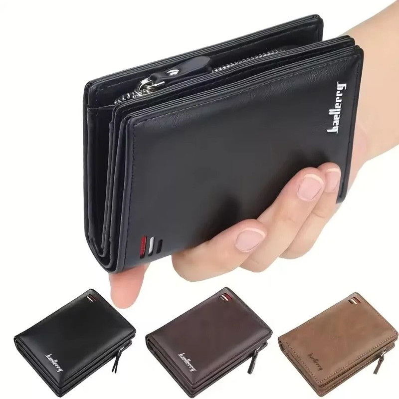 PU Leather Zipper Wallet For Men With Coin Pocket And Card Holder 3
