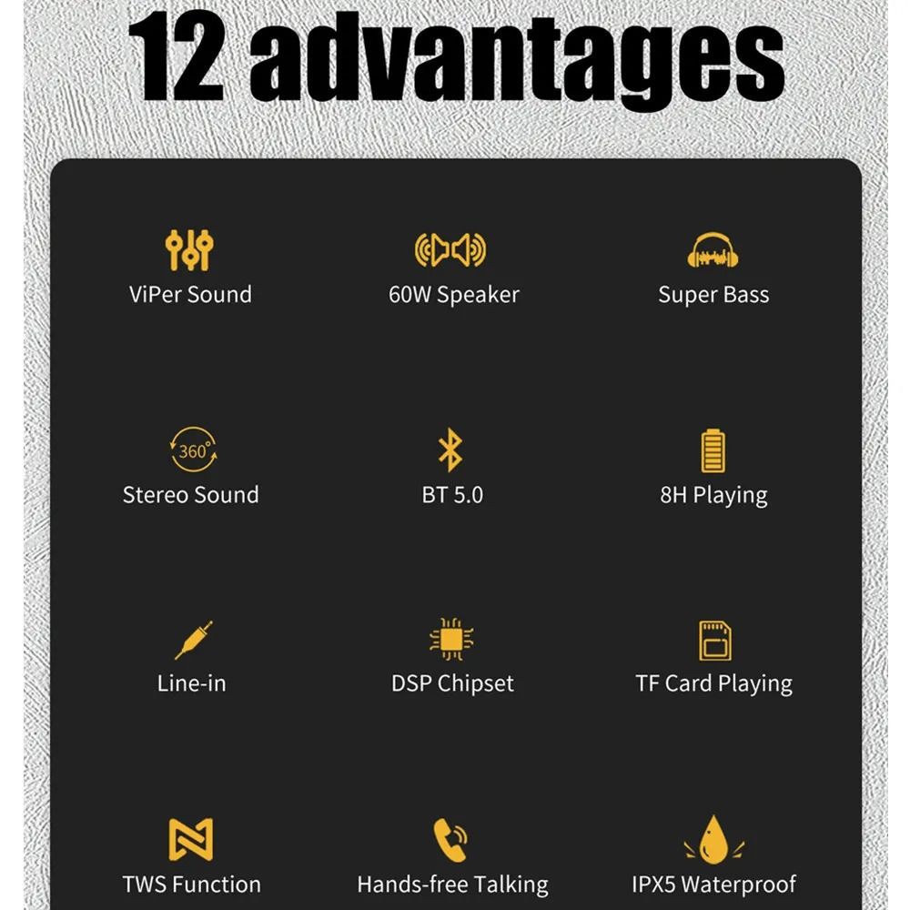 60W Portable Bluetooth Speaker With Subwoofer And Waterproof Design 3