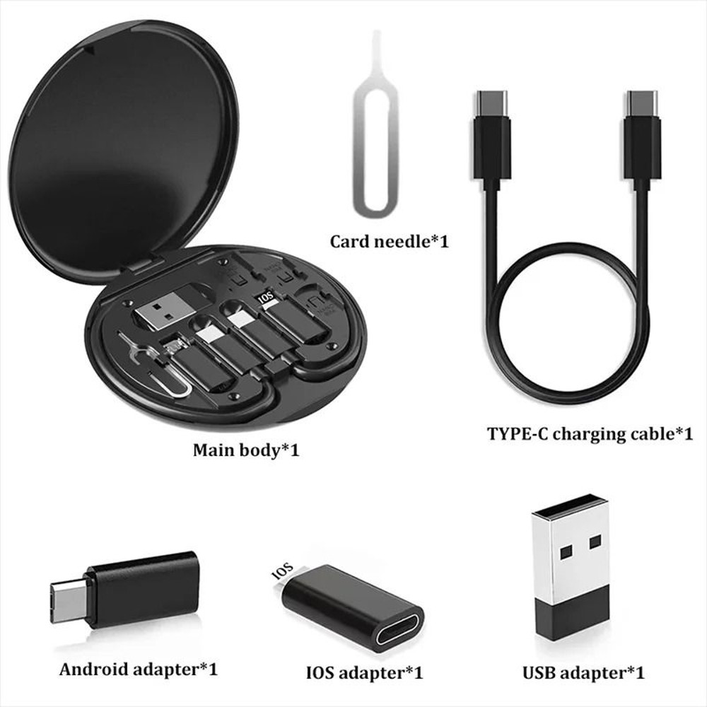 Multi USB 60W Charging Cable Kit With Type C Lightning And Micro Adapters 5