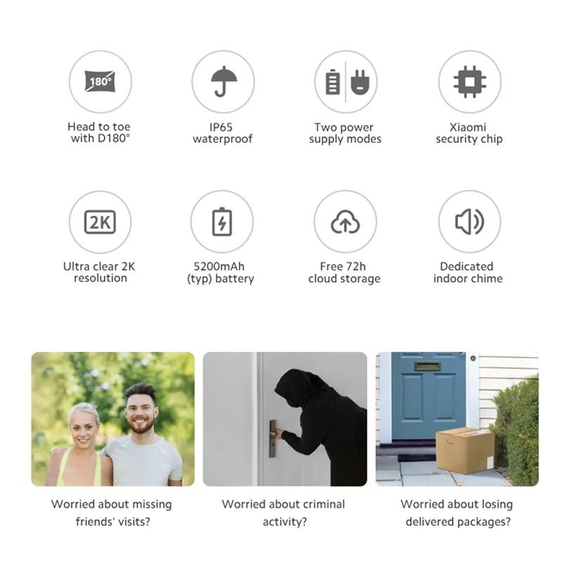 Smart 2K Ultra HD Video Doorbell With Long Battery And Night Vision 1