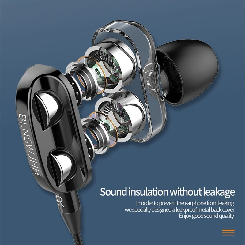 Dual Driver Wired In Ear Headphones With Noise Canceling And Built In Mic 2