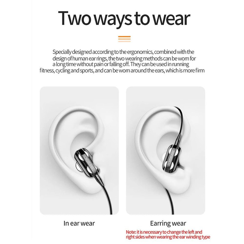 Dual Driver Wired In Ear Headphones With Noise Canceling And Built In Mic 4