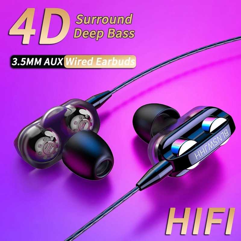 Dual Driver Wired In Ear Headphones With Noise Canceling And Built In Mic 6