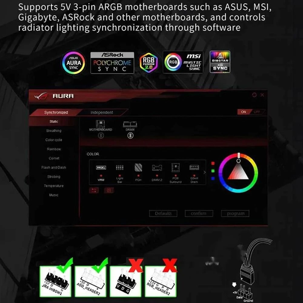 3 In 1 PWM And ARGB Magnetic Fan Hub Splitter With Remote Control 3