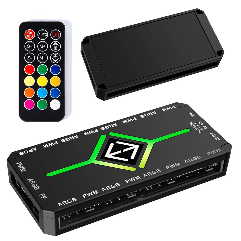3 In 1 PWM And ARGB Magnetic Fan Hub Splitter With Remote Control 5