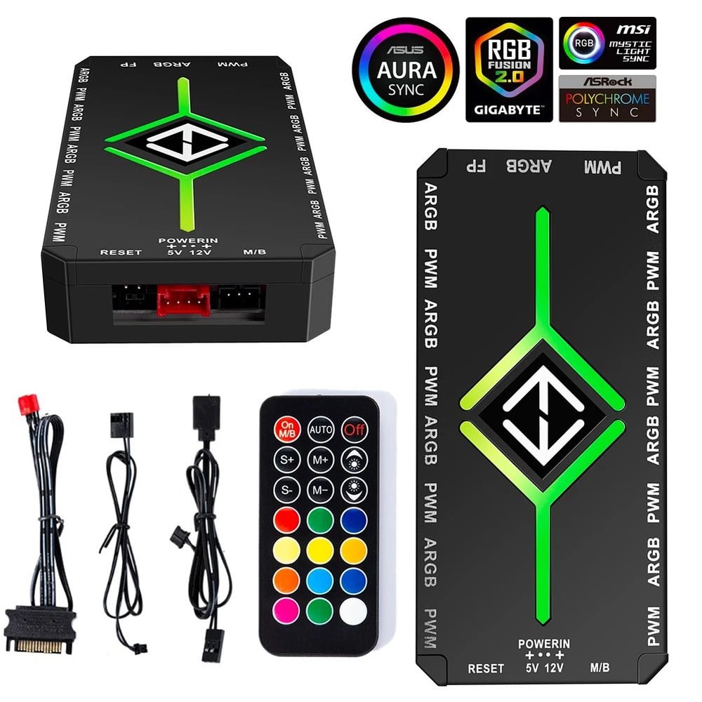 3 In 1 PWM And ARGB Magnetic Fan Hub Splitter With Remote Control 7