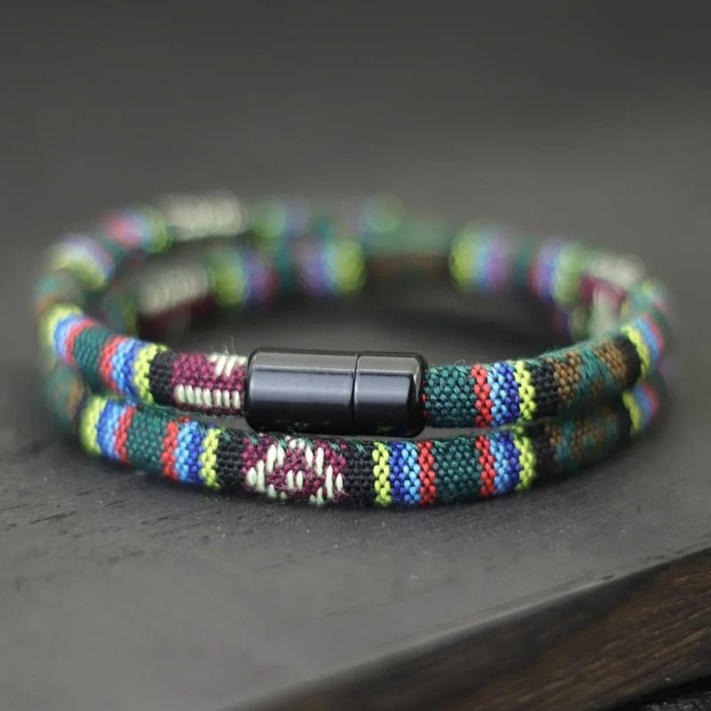 Mens Bohemian Magnetic Rope Bracelet 0