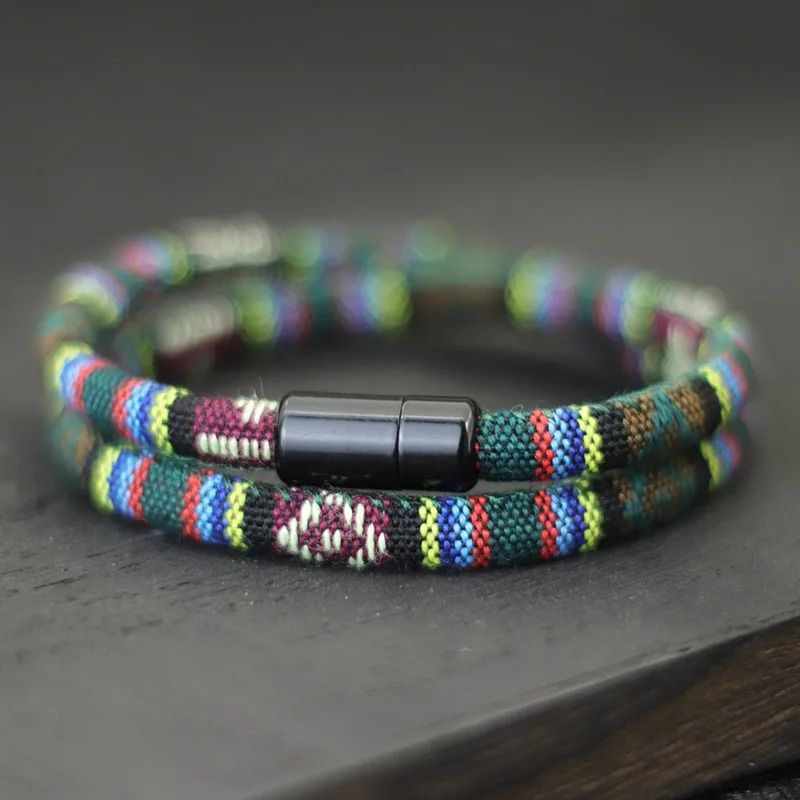 Mens Bohemian Magnetic Rope Bracelet 0