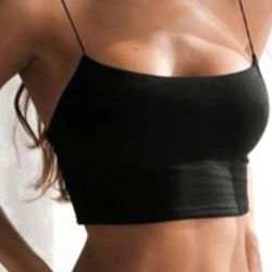womens black halter crop top