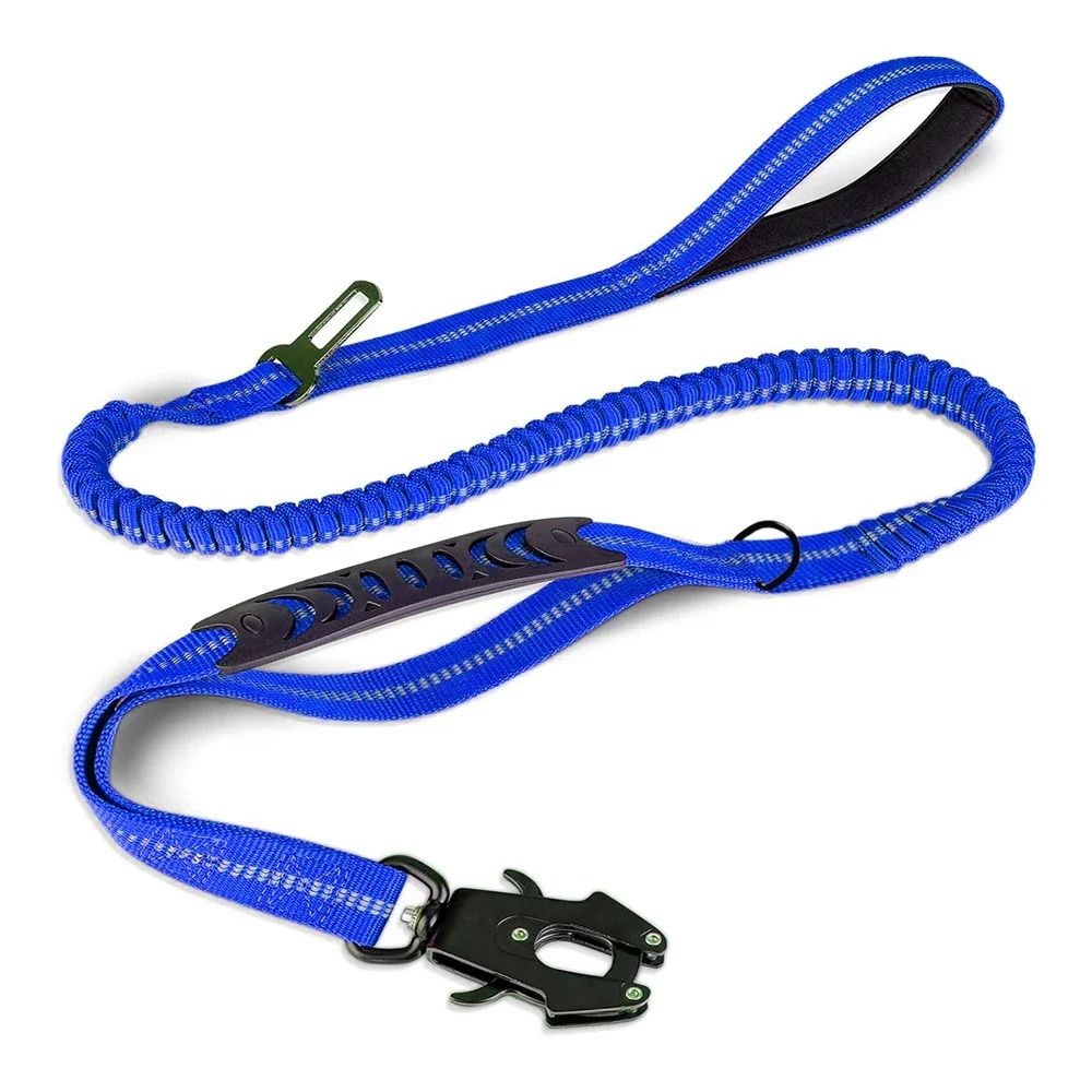 Reflective Shock Absorbing Dog Leash With Car Seat Belt Clip 13