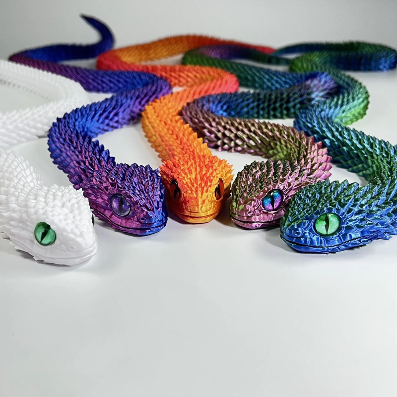 3D Printed Snake Figurine With Movable Joints Life Like Desktop Ornament 2