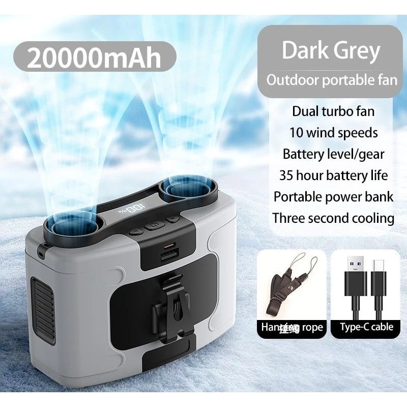 Portable Waist Neck Fan With Power Bank LED Light 10