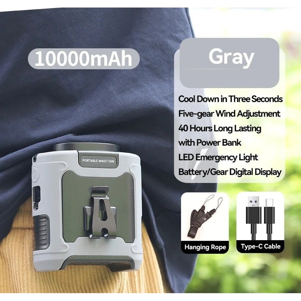 Portable Waist Neck Fan With Power Bank LED Light 6