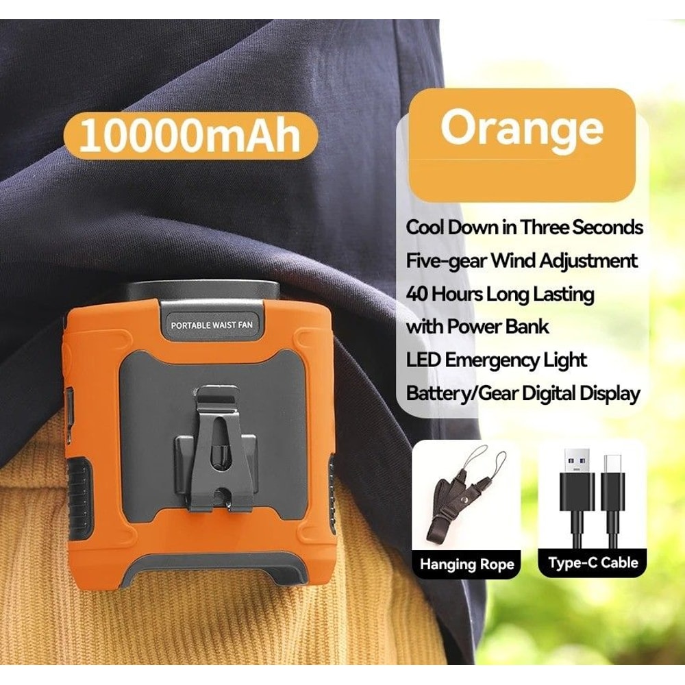 Portable Waist Neck Fan With Power Bank LED Light 8