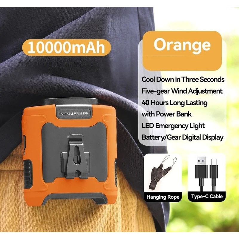 Portable Waist Neck Fan With Power Bank LED Light 8
