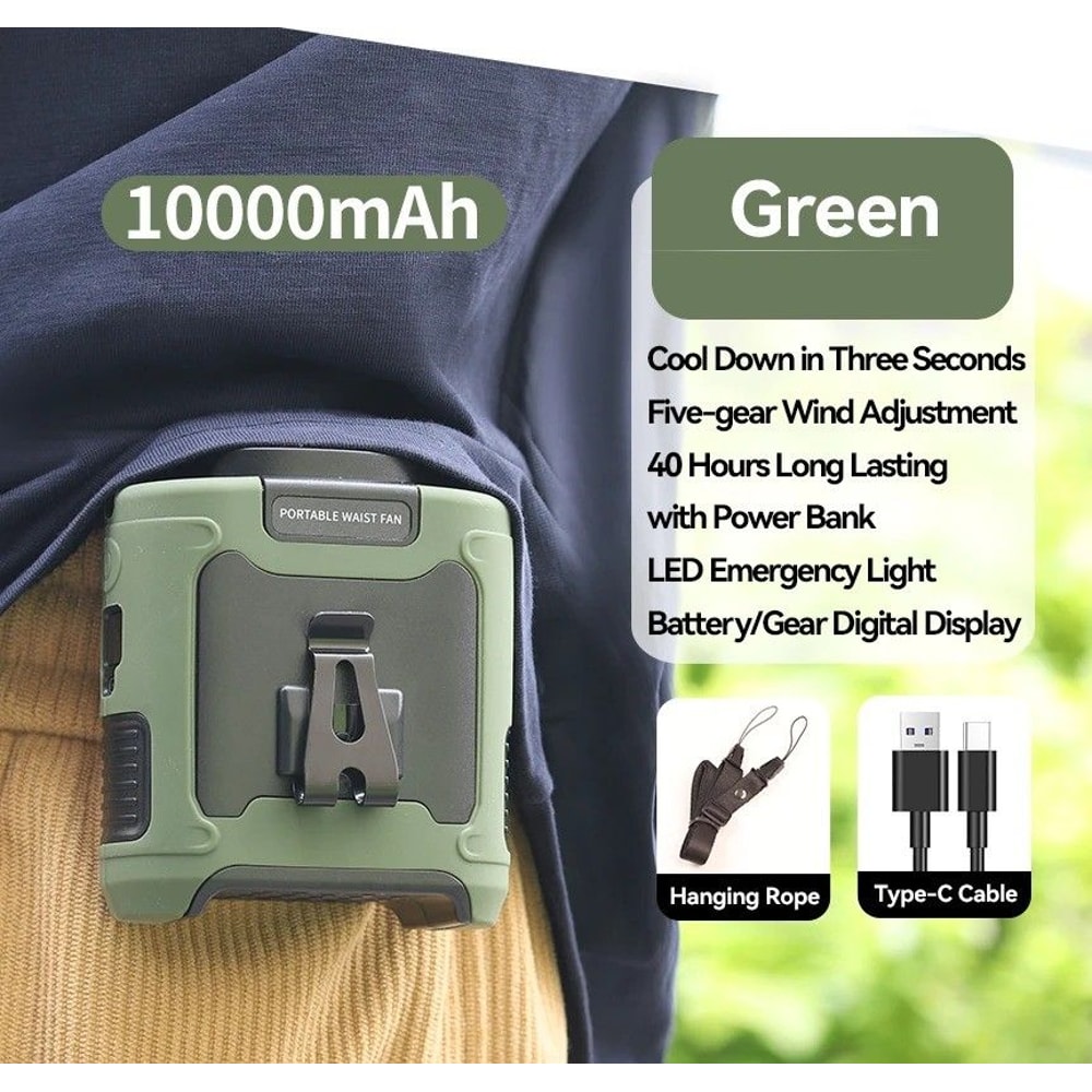 Portable Waist Neck Fan With Power Bank LED Light 12