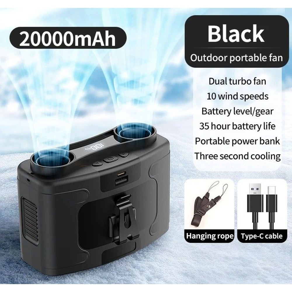 Portable Waist Neck Fan With Power Bank LED Light 13