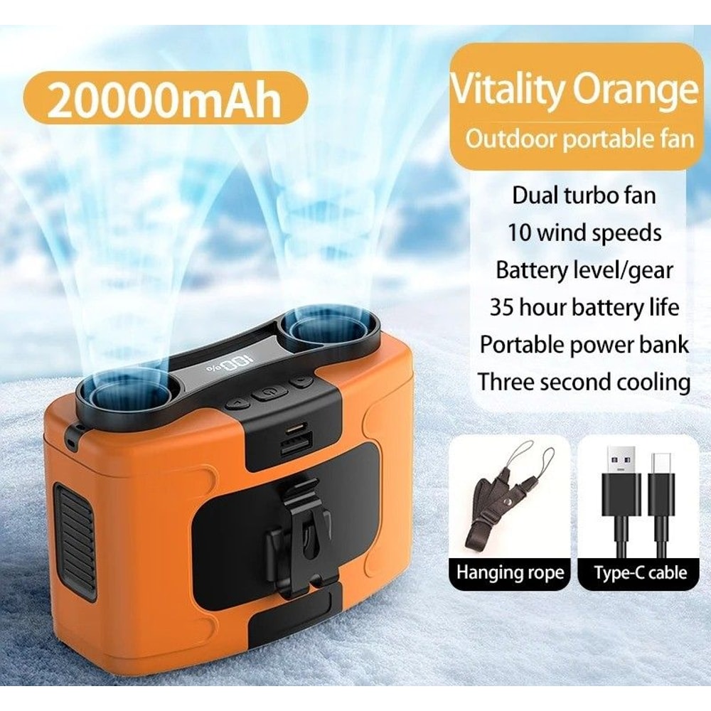 Portable Waist Neck Fan With Power Bank LED Light 14