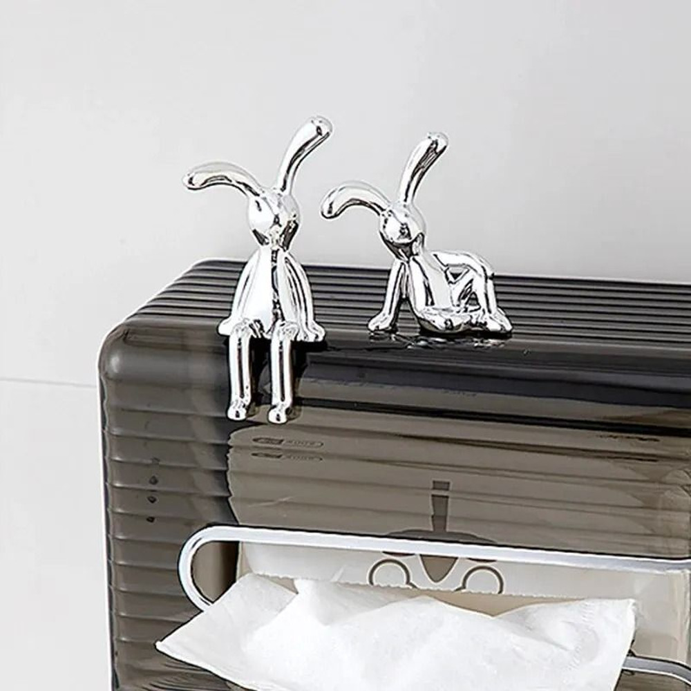 Cute Long Eared Rabbit Figurine Set 2