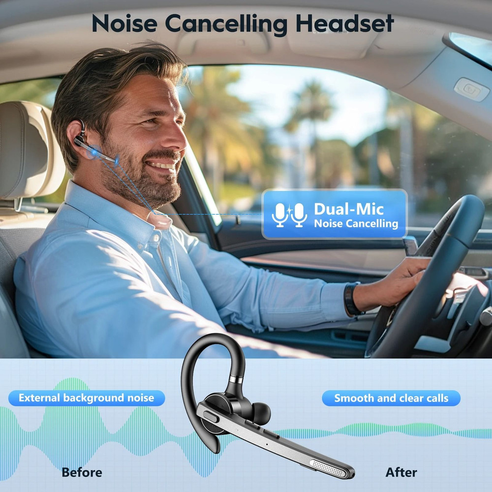 Wireless Bluetooth Headset With Dual Mic Noise Cancelling 2