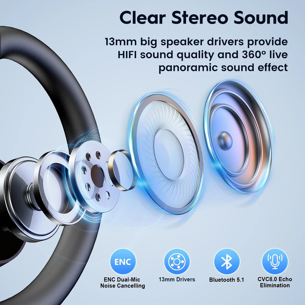 Wireless Bluetooth Headset With Dual Mic Noise Cancelling 4
