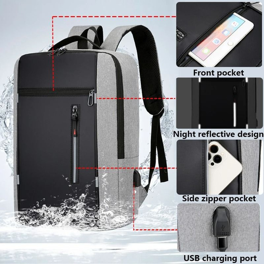 Waterproof Business Backpack With USB Charging Port 1