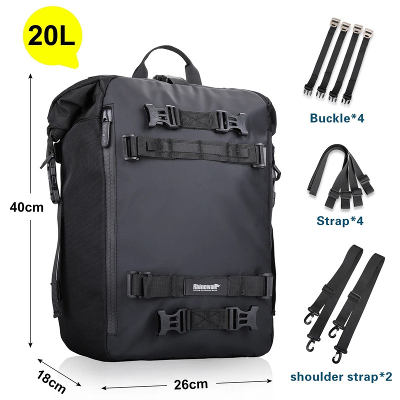 Motorcycle Waterproof Side Bag Rear Seat Luggage 10L 20L 30L 7