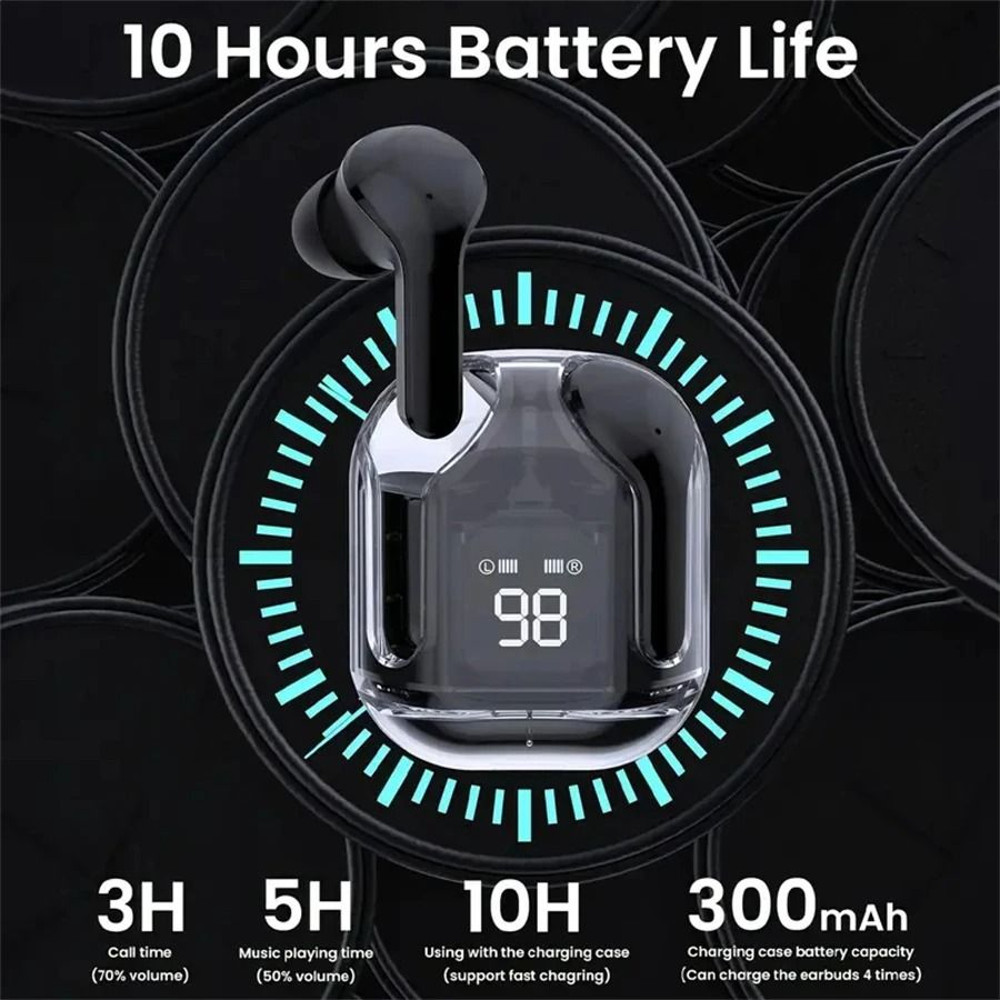 Transparent Bluetooth Earbuds With LED Power Display 5