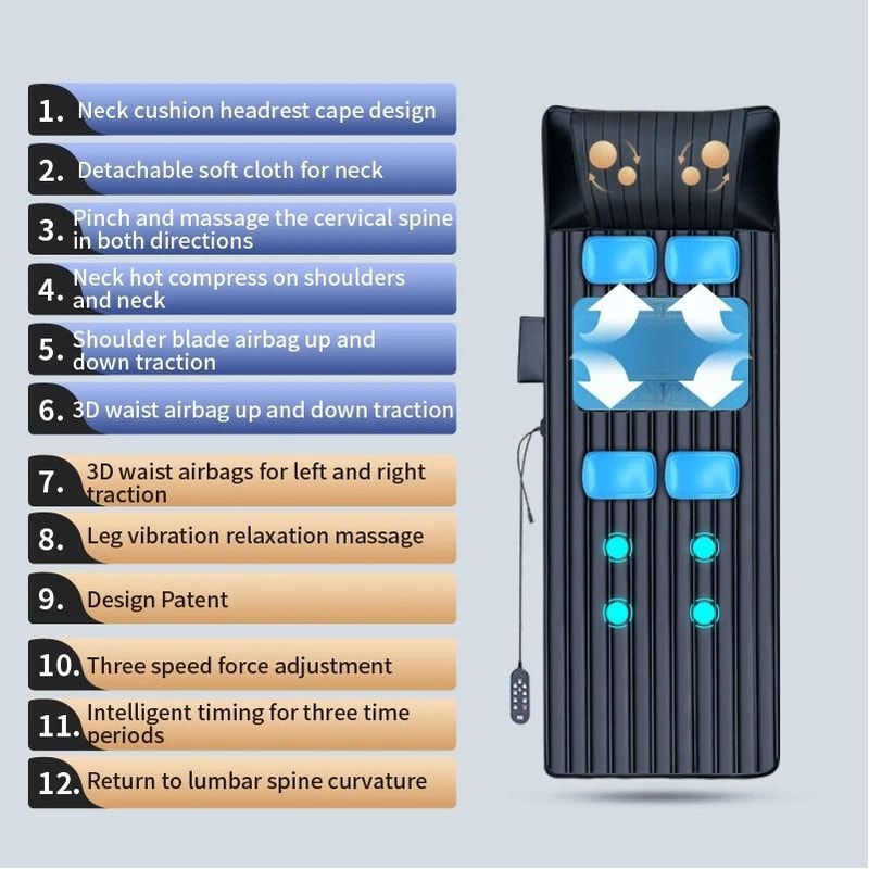 Full Body Heated Vibration Massage Mat With Neck And Lumbar Support 10