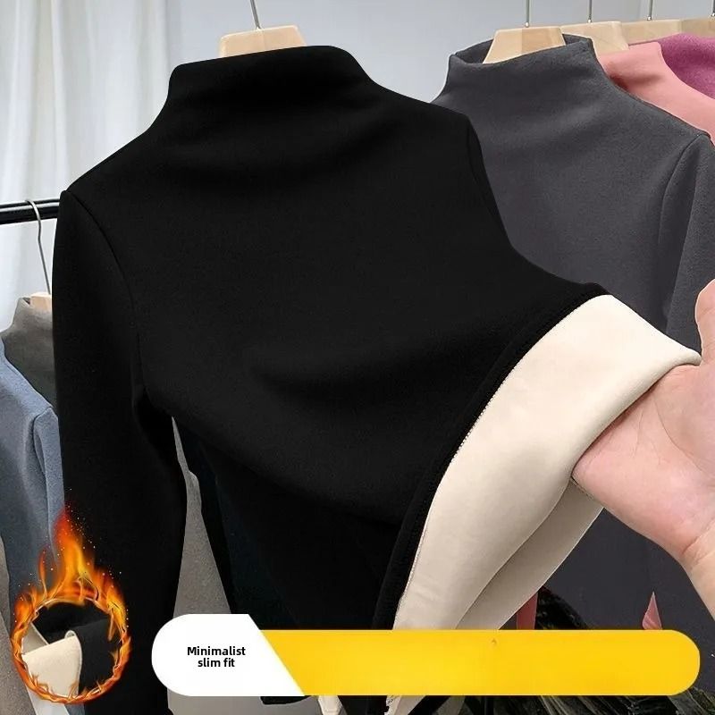 Thermal Long Sleeve Top For Women With Half High Collar 1
