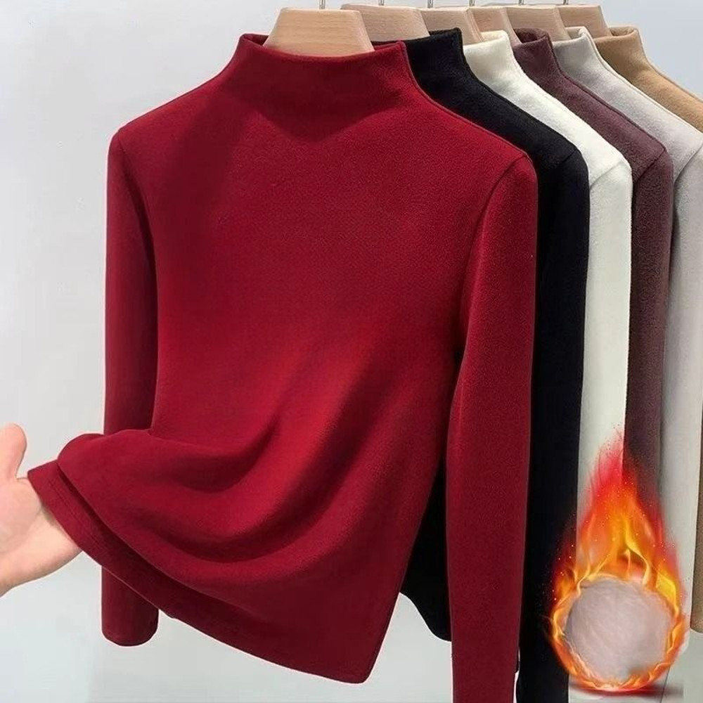 Womens Thermal Long Sleeve Top With Half High Collar 0