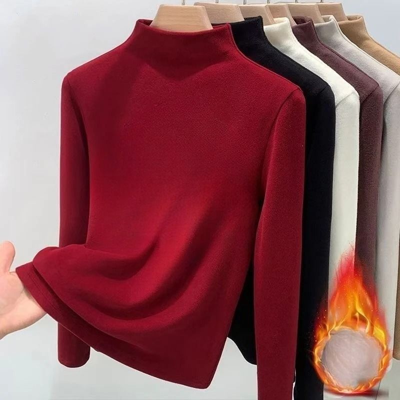 Womens Thermal Long Sleeve Top With Half High Collar 0