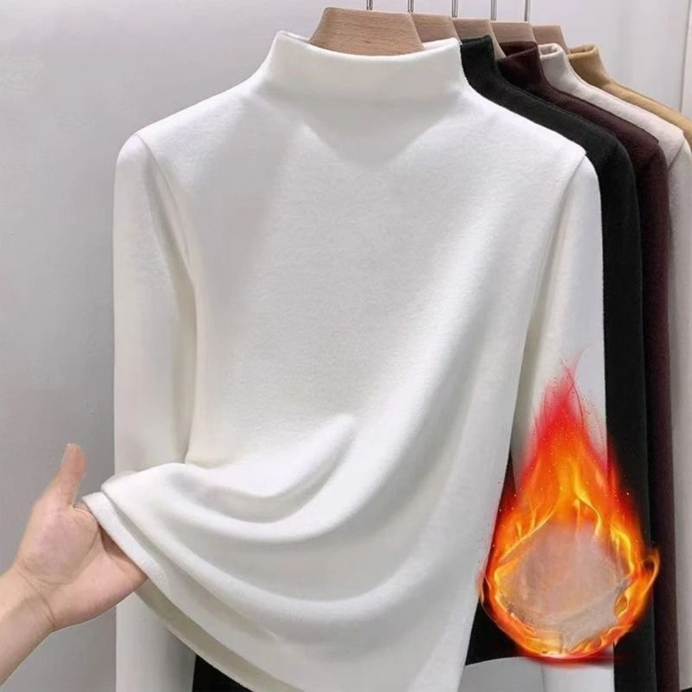 Womens Thermal Long Sleeve Top With Half High Collar 2