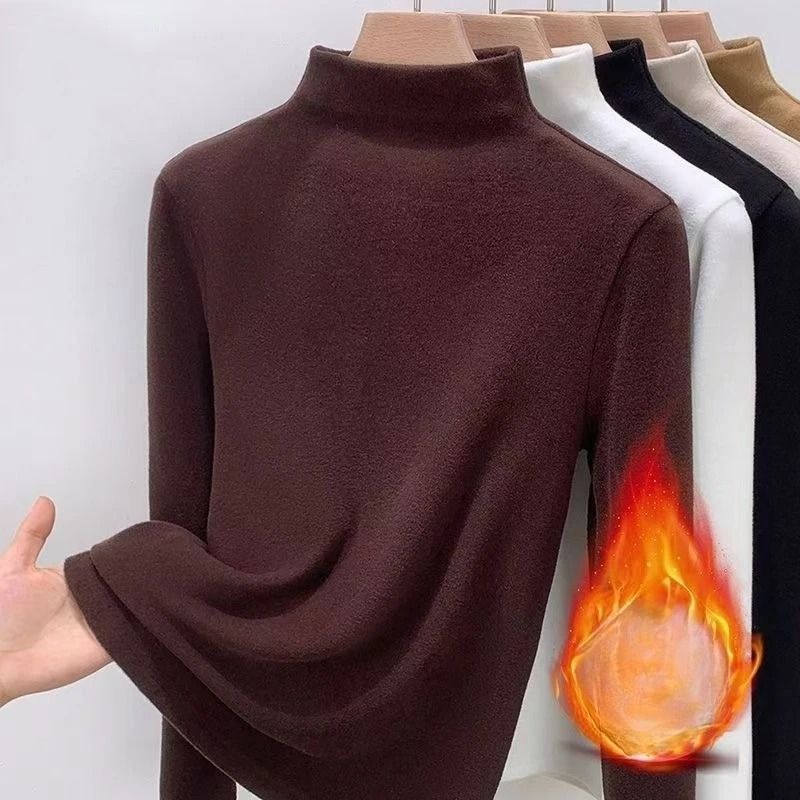 Womens Thermal Long Sleeve Top With Half High Collar 4