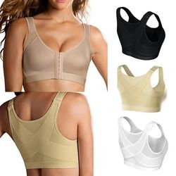 front closure posture support lift bra with cross back design