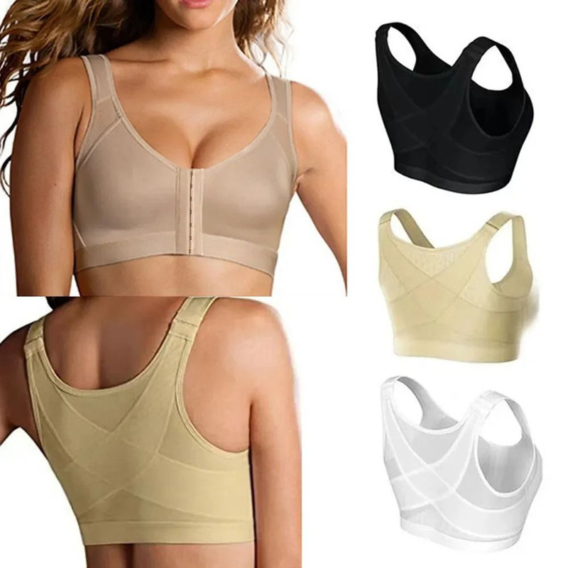 Front Closure Posture Support Lift Bra With Cross Back Design 0
