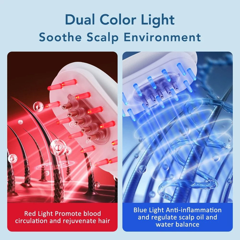 Blue And Red Light Therapy Hair Growth Massage Comb With Scalp Applicator 3