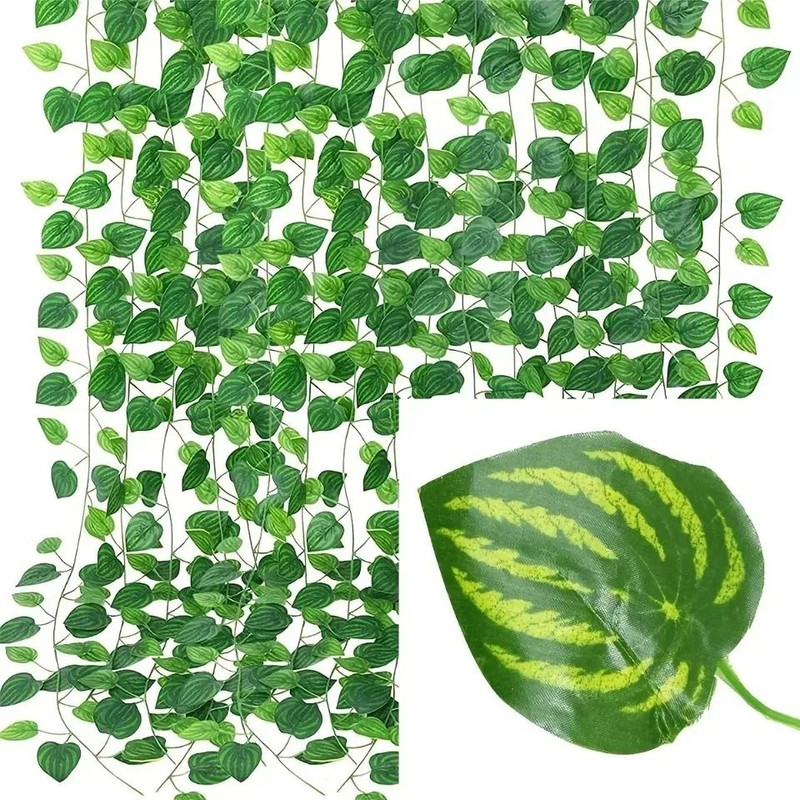 Artificial Green Ivy Leaf Garland For Home And Garden Decoration 6