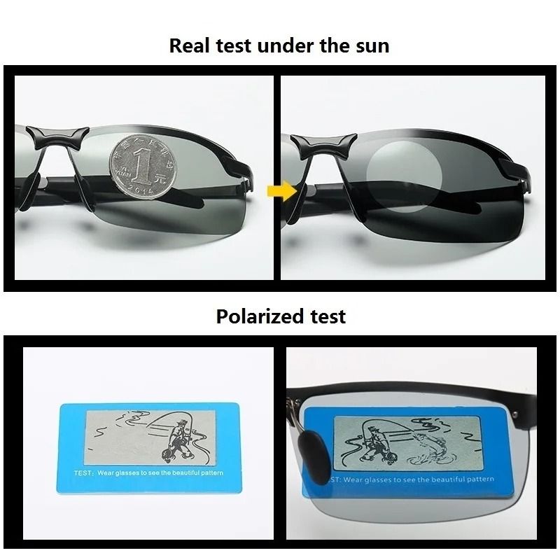 Mens Photochromic Polarized Sunglasses UV400 Day And Night Vision Eyewear 2