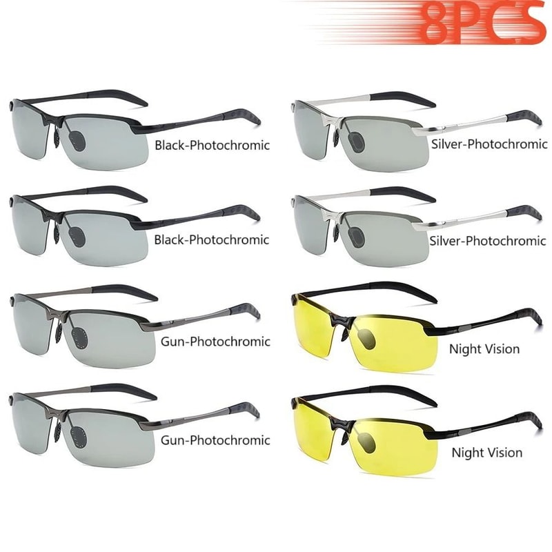 Mens Photochromic Polarized Sunglasses UV400 Day And Night Vision Eyewear 14