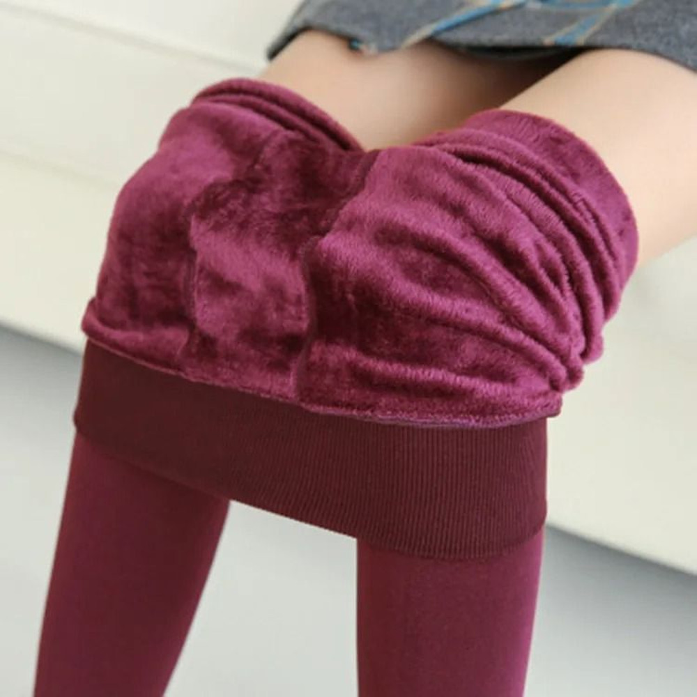 Thick Fleece Lined Leggings For Women With Foot Stepping Design 10