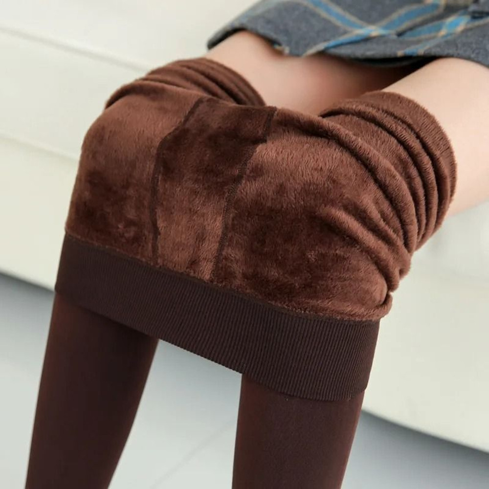 Thick Fleece Lined Leggings For Women With Foot Stepping Design 11