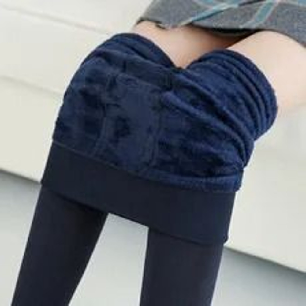 Thick Fleece Lined Leggings For Women With Foot Stepping Design 12