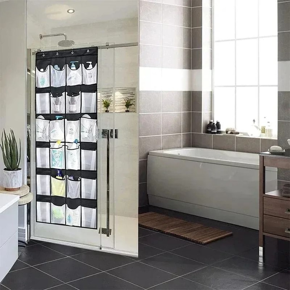 Over The Door Hanging Shoe Organizer With 24 Mesh Pockets 1