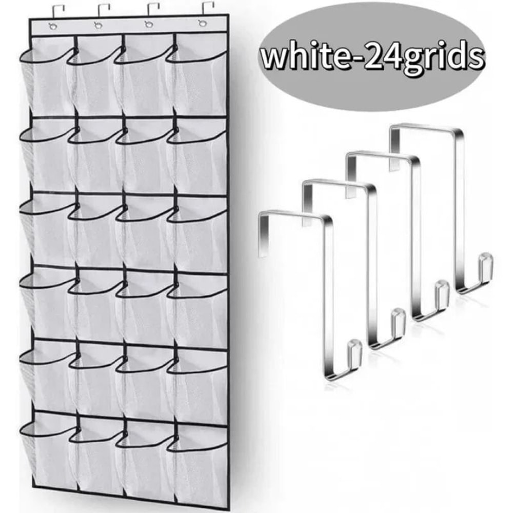 Over The Door Hanging Shoe Organizer With 24 Mesh Pockets 6