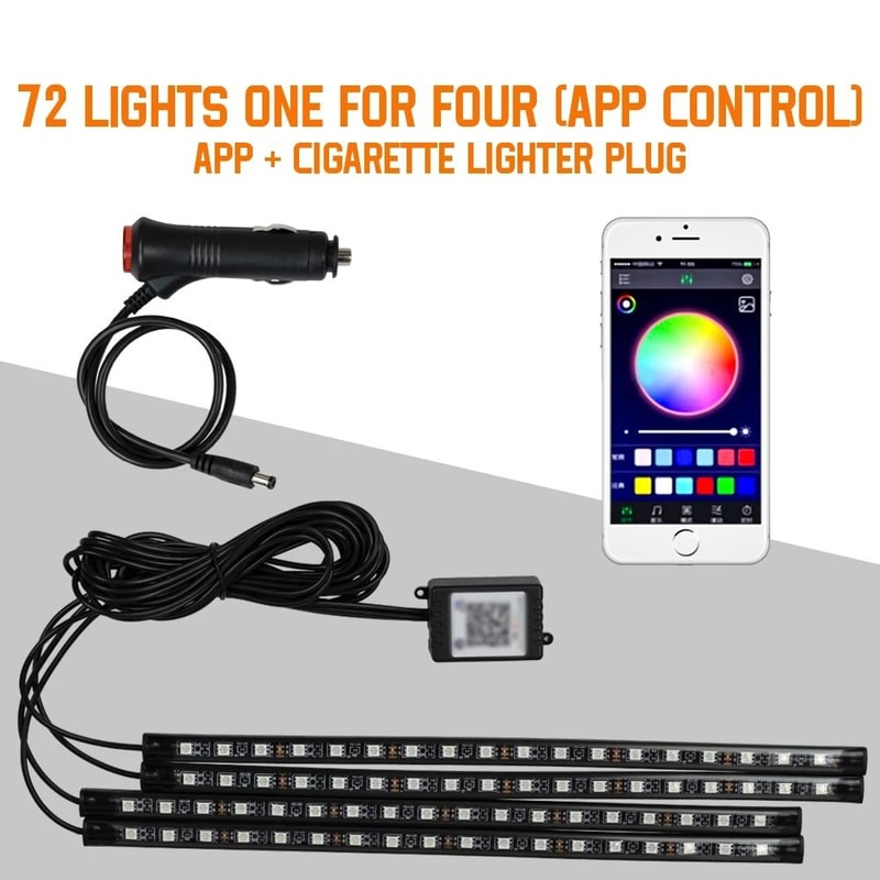 LED Car Interior Ambient Light Kit With Music And Remote Control 16