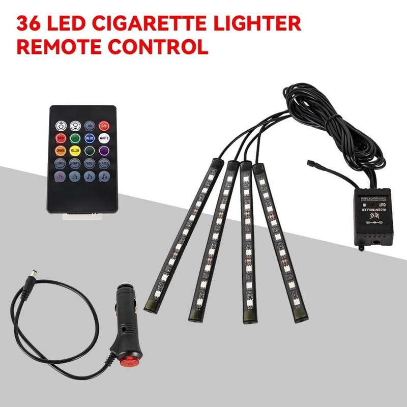 LED Car Interior Ambient Light Kit With Music And Remote Control 8