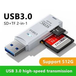high speed dual usb card reader adapter for pc and laptop
